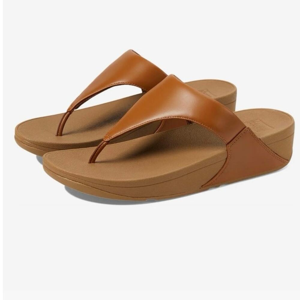 NWT FITFLOP Women's 10 Lulu Leather Toe Post Sandal Flip Flop Thong Shoe Tan
